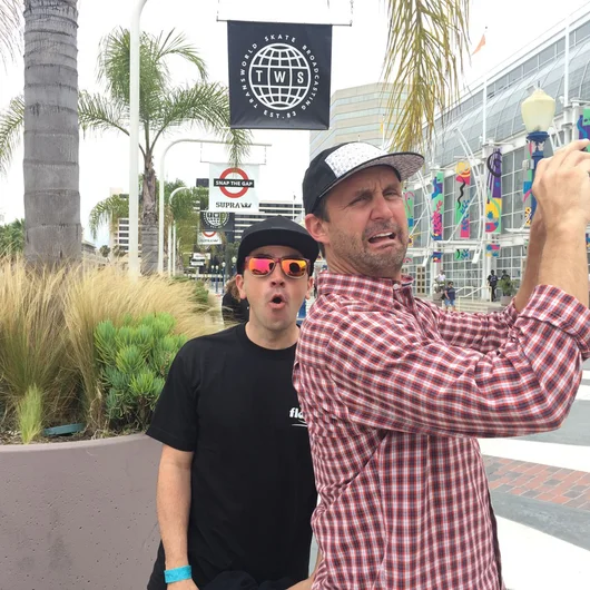 <!--agenda15-->

Next person we saw: Craig Chimile, OG Clearwater head. He works for Lakai now. Not sure why Schaefer chose the reaction he did to this photo op.


