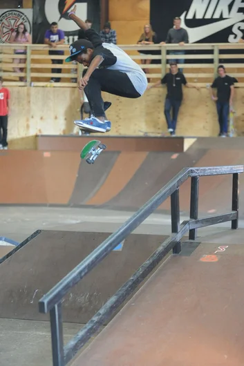 The bump to flat is a popular one.  That's Ish kickflipping it.<!-- Harvest Jam 2012 Presented by Expedition -->