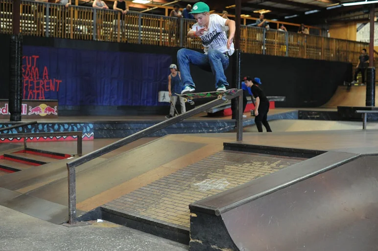 Who dat?  Frontside 180.<!-- Back to School Bash 2012 Presented by Altamont -->