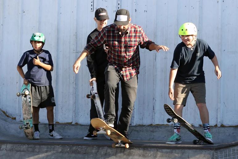 <!--springroll2017-->

Brian was getting into it with the young ones. They love shredding with the Boss.