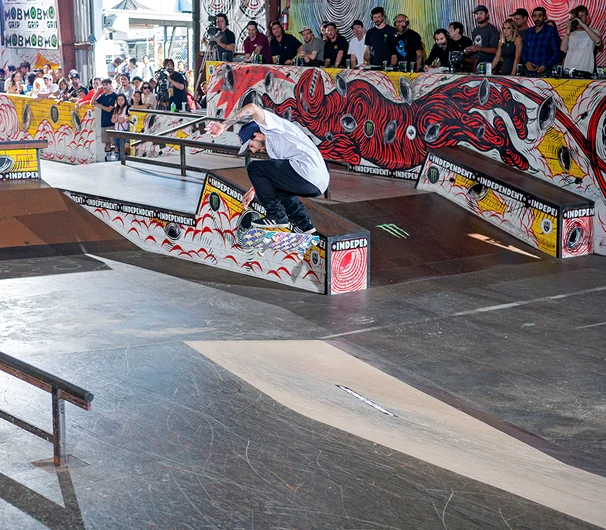 <!--pro18-finals-->

TJ Rogers requested some coliseum jams and got the crowd goin’ with this Nollie Backside Flip.


