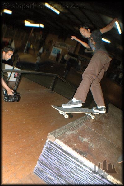 Daniel Shimizu is going to frontside shuv-it