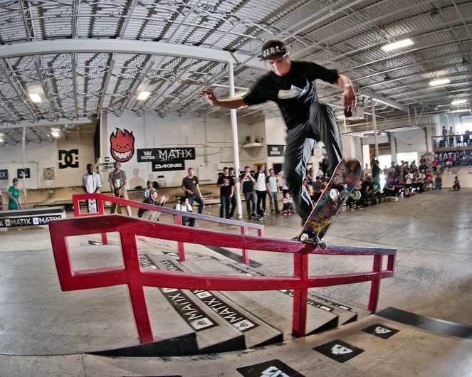 <!--damnammn14finals-->

Just barely pulling it off before the end of the best trick contest, Dylan Williams landed this back 180 fakie 5-0 kickflip out. 