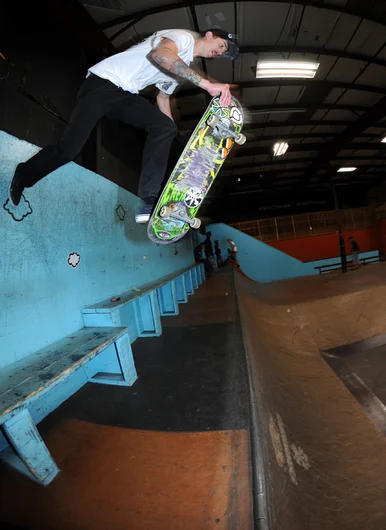 <!--vday16-->

David Gravette from C1RCA skated all day for a SPoT Life episode, but had enough energy left in the tank to roll around that evening. Among other ridiculous stunts, he did this bean plant way up on the wall and hopped back into the quarter with ease.