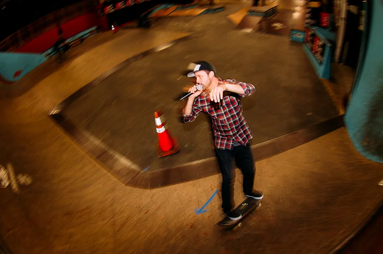 <!--cotc16-->

Brian Schaefer, Obstacle Course with the mic in his hand, NBD.