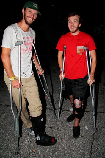 <!--bricks5year-->
Down but not out, two dedicated skaters still here to celebrate.