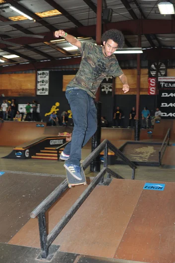 The SPoT Staff is always ripping out there.  Jared Pettway's been entering SPoT Contests for years now and recently started working here.  That's a back smith on the a-frame.<!-- Spring Roll 2013 and a Bradenton Session Presented by Lakai -->