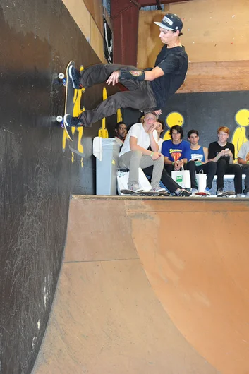 Tom Remillard - frontside ollie to wallride.<!-- Go Skateboarding Day 2013 With Kayo -->