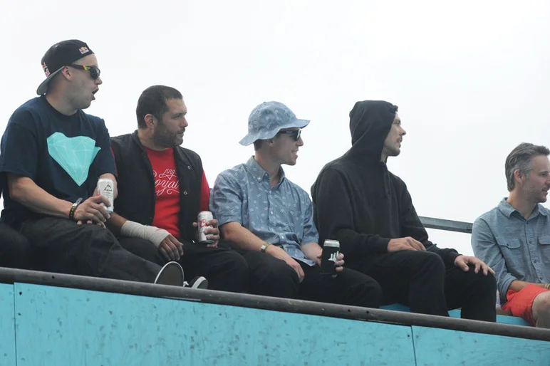 The decks were packed.  Biebel, Rudy Johnson, Sam Smyth with the greatest contest kit ever, Rick Howard, and Kelly Bird who makes gray hair look very distinguished.<!-- Tampa Pro 2013 Thursday and Friday -->