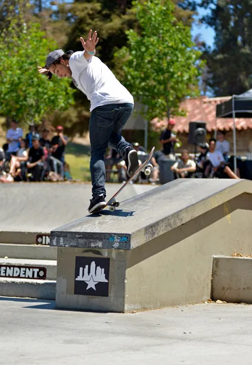 <!--dala152-->

Second place qualifier Micky Papa showed no remorse with this Kickflip Backside Noseblunt down the hubba.