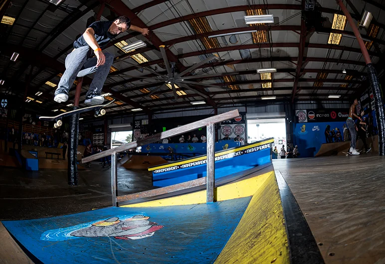 <!--am16friphotos-->

Marcus Sarsycki makes his way over the gap with a Nollie B/S Heel.