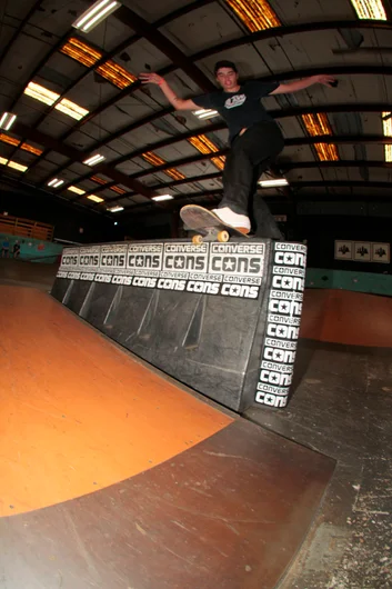 <!--ahday16cons-->

This Converse Barrier is great. It's light and very skateable. We moved it throughout the park and skated in new creative ways. Bricen Bangs FS Boardslide off of the box.
