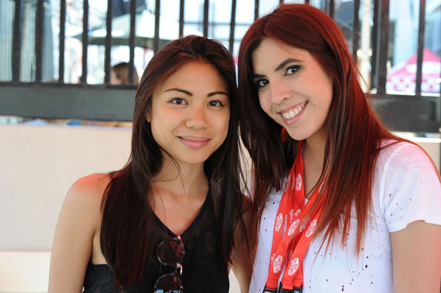 Arriving at the Vans Pool Party, Kathy n Michelle