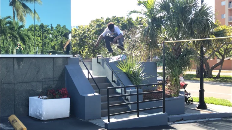 <!--miamitrip18-->

Markus didn't know he was coming on the trip til two hours before we left. Here he is with a warm up heelflip before putting another trick down.