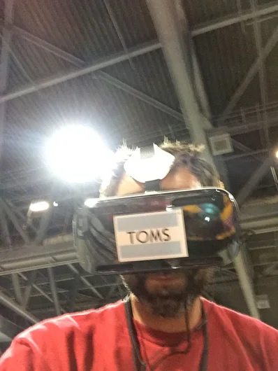 <!--agenda15-->

Back inside…I was surprised how hard it was to take a good selfie while wearing a virtual reality headset. But it was worth the trouble to see how cool I looked. This photo brought to you by Toms.