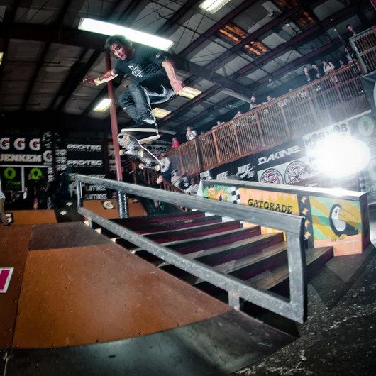 <!--ta14-sd-->

Super hard trick.  Nollie heel front board from Micky Papa.