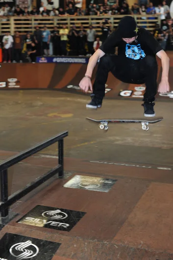 Greg Lutzka has won Tampa Pro three times.  Thanks for continuing to come back, Greg.  That's a frontside flip.<!-- Tampa Pro 2013 Skateboarding and the After-Party -->