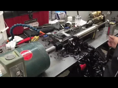 <!--vansca-->

When the wheels are poured, the mold is left open to let air out. The other side of the wheel has to be cut to match the molded side, seen here.<!-- Vans Propeller Global Premiere -->