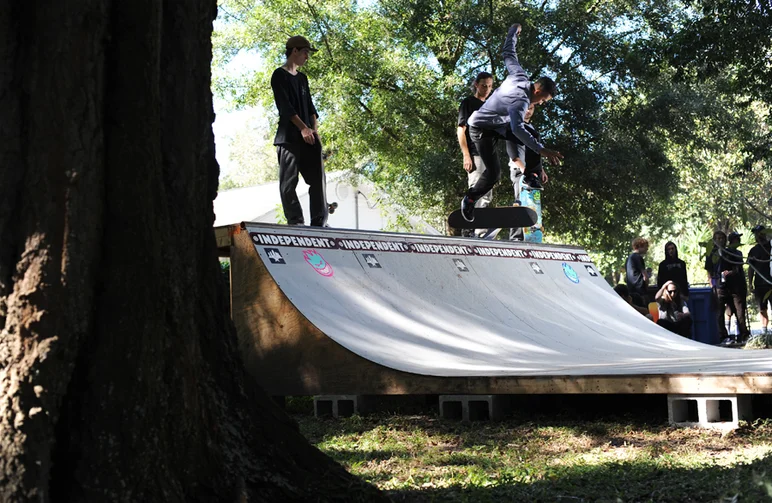 <!--hj2014-->

On Sunday we invited the Matix guys over to Mikah's house for a BBQ and mini-ramp jam. Josh Wilson had some good moves like this kickflip backtail.



