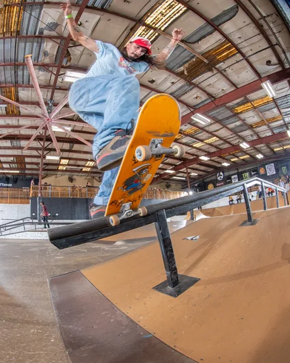 Hey how'd he get in here! Santiago front blunt in between runs.

<!--backtoschoolbash2022-->