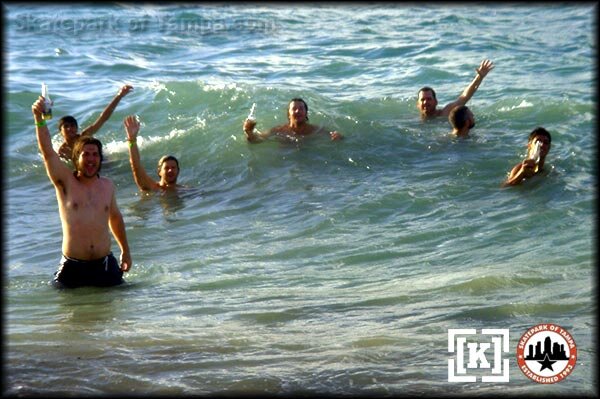 Glass on the beach and in the water