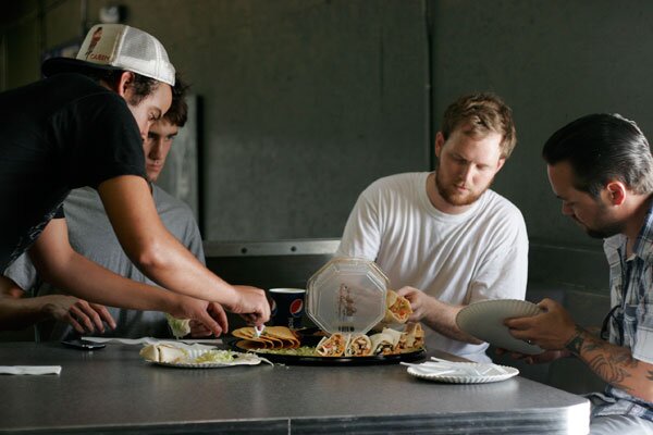 The judges enjoying delicious Tijuana Flats