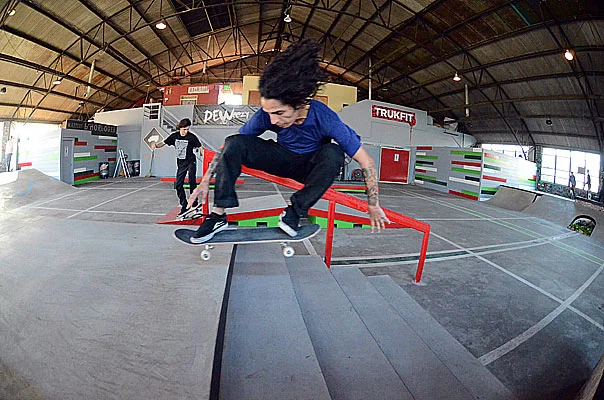 Yonnie Cruz with a full speed ollie up the five stair.<!-- Make-A-Wish Article -->