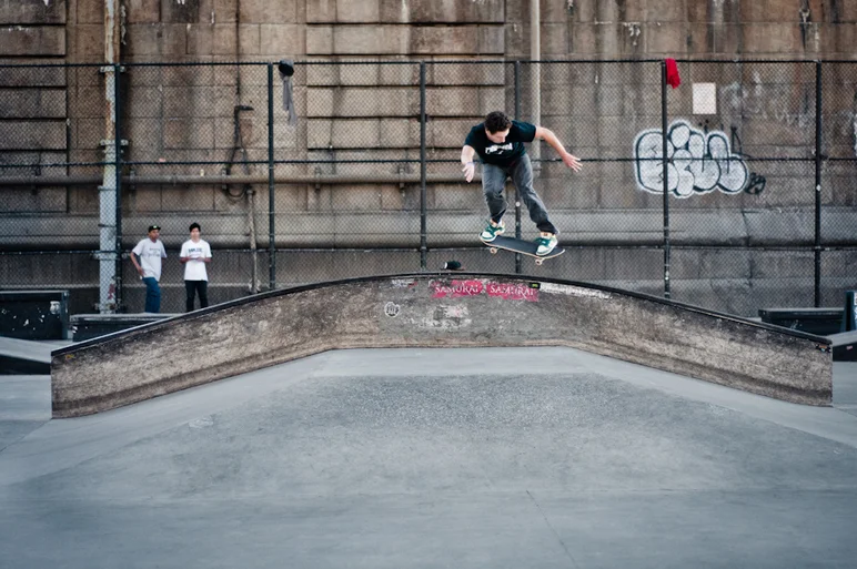 <!--danyc14-->

Derek Acosta busts out a huge gap back lip during practice.