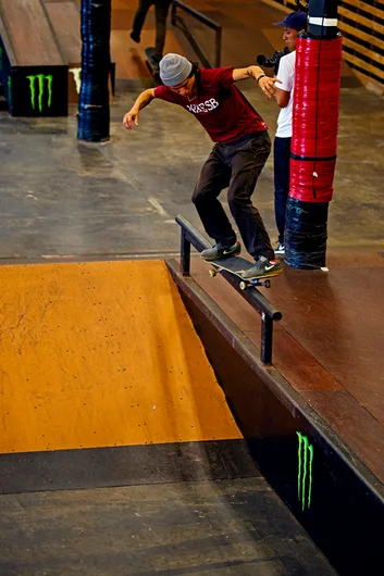 <!--PRO15SATDAY-->

You think Trevor Colden is gonna settle for a back grind on a flat bar??!  Yeaa Right! Drop n' pop baby!