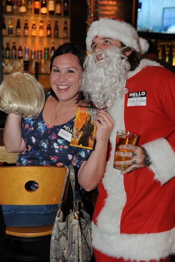 Tiffany helps with all the pencil pushing and classic bid'niss work such as debiting and crediting here at the Park and The Bricks.  Drunk Santa hooked her up with Braveheart and a wig? Yep, weird gifts are the best.<!-- SPoT Employee Christmas Party at The Bricks 2012 -->