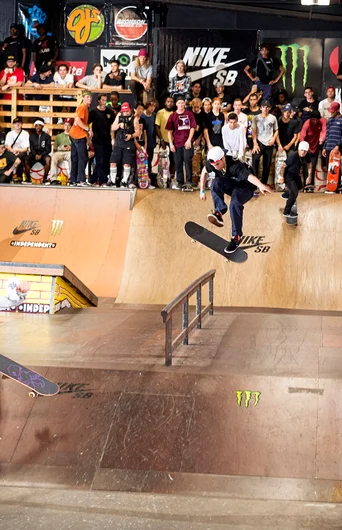 <!--am17satquals-->

Angelo Caro, got a few licks in, here’s one of em’ Tre Flip Lipslide.