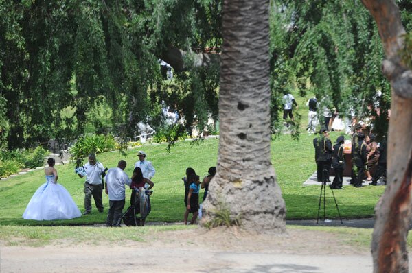 Next to the skate plaza, multiple weddings