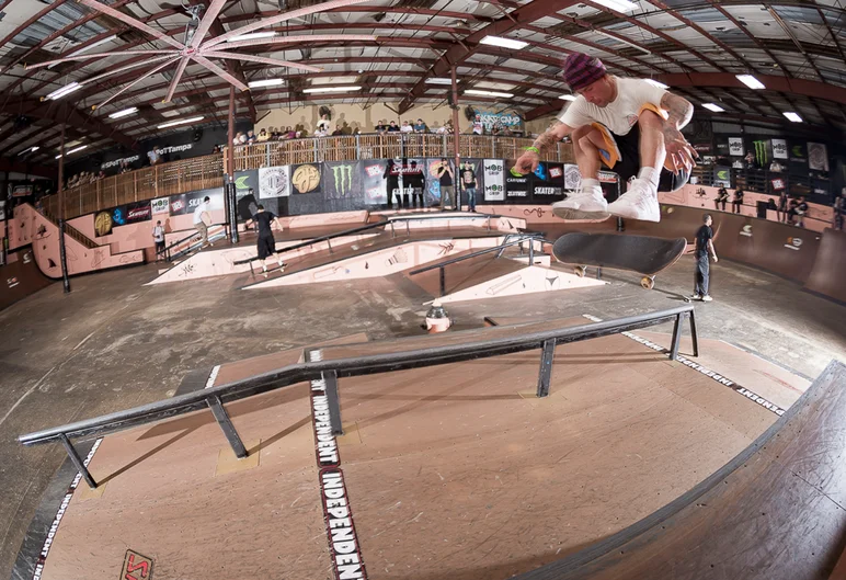 Fresh Off the Pro Party Bus, Justin Sommer blasts a Frontside Flip.

<!--tampapro23day1-->