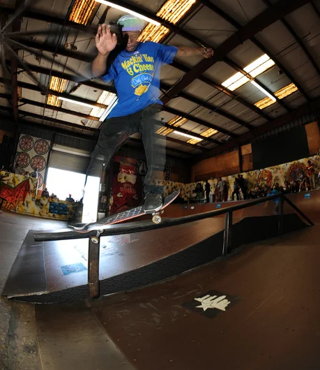 <!--springroll14-->

Here's the winner of the Lakai Spring Roll contest: SPoT team rider Markus Jalaber. Markus did about a million hard tricks to qualify, then multiplied those million by a billion. Here's Markus on a switch crook.








