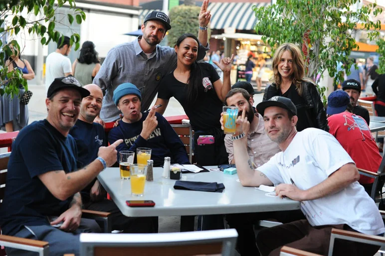 The only way to smuggle in booze is to already have it in your blood so we're not the only ones hanging out at this bar.  We're all sauced up and ready to go analog over to the Contest now.<!-- Vans Pool Party 2013 -->