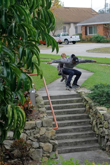 <!-- ffnwinterhavenjan14 -->
We went to this classic downhill spot to 10 stair on the mission for James. Here he got a line into a half cab down the set. 