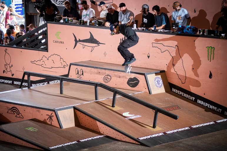 #1 Golden Ticket winner Felipe Gustavo warms it back up with Nollie Flip Crook.

<!--tampapro23day3-->