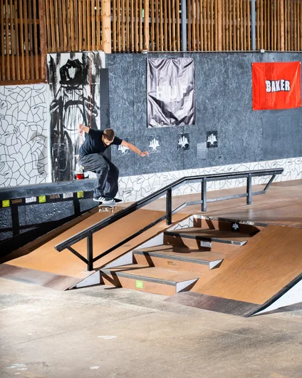 Noah Nagaro kickflip into a backside lipslide

<!--harvestjam2022-->