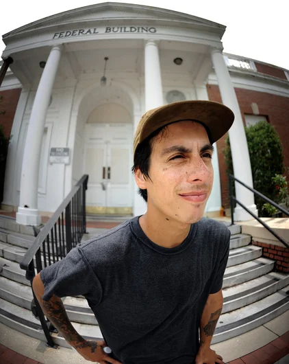 <!-- FranksForNothingLakeLand -->
Abdias Rivera in front of the abandoned federal building in downtown Lakeland.