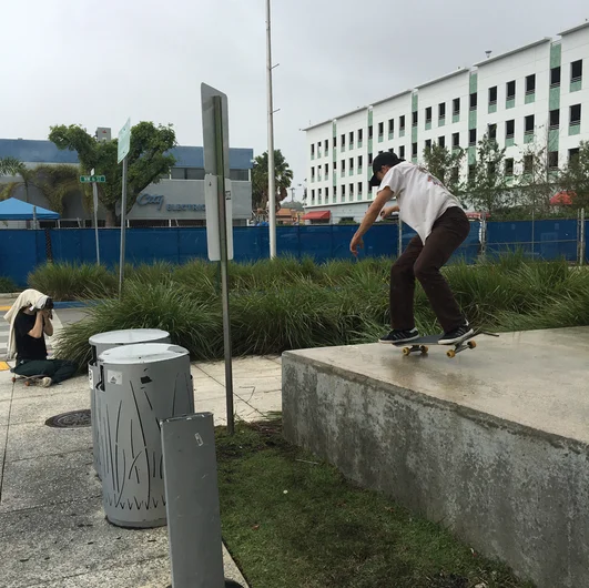 <!--spotrtmiami-->

Before we left, we made sure we'd stopped by the Marlins Stadium for this perfect manual pad. It started raining on us, but at this point we were sick of it and didn't let it stop us from skating.
