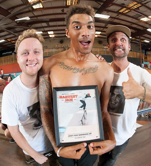 <!--hj16photos-->

This guy showed up and won an award. Thanks to Alex Johnson for killing it on the mic today, and to everyone that came out for this. Stay tuned for photos and video of the Boards For Bros Benefit that was held out in the courtyard...coming soon.