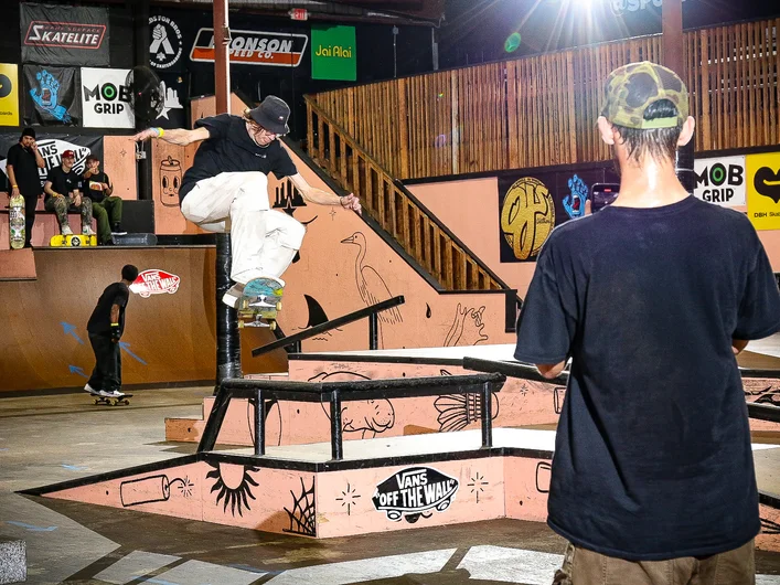 Dylan Treadwell and the Relief Skate Supply camp on the Course getting some clips.

<!--cotc2024-deathrace-->