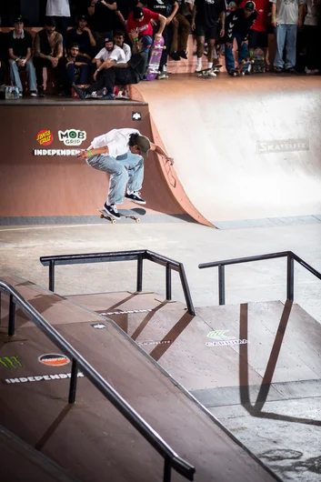 Fan Fave, Louie Lopez ..Backside Flips the bump to bar with style and grace.

<!--tampapro23day3-->