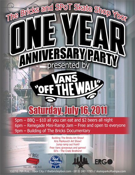 The Bricks and SPoT Skate Shop Ybor One Year