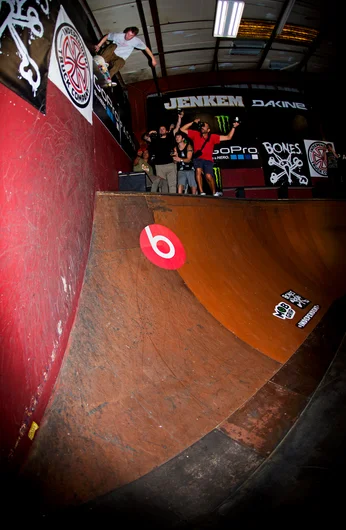 <!--PRO15-THURS-->

Possibly the trick of the day: Grant Taylor - Ollie up, Stall... back into The QP. 