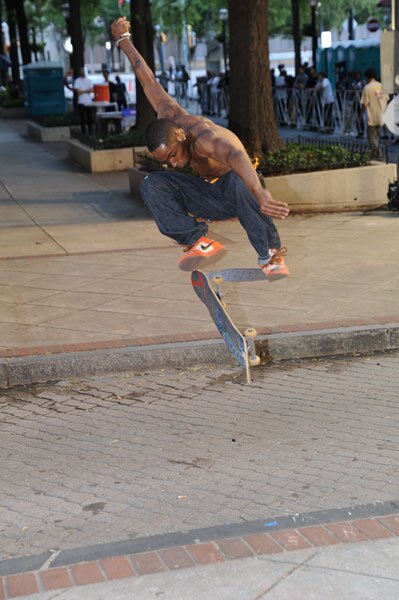 This dude had a crazy looking kickflip over it