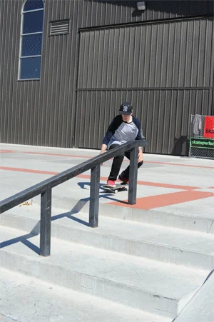 Adriano made this 360 flip lipslide first try in his Jam.<!-- Damn Am Woodward 2012 -->