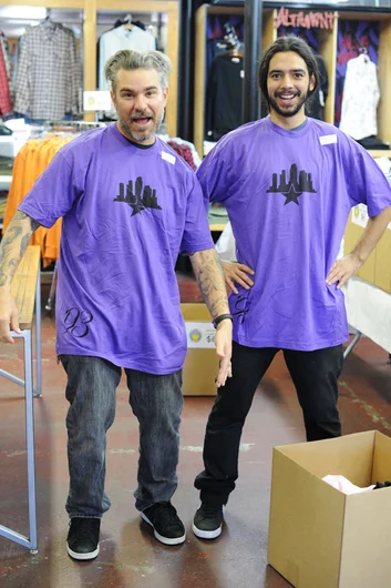 Oh, a stack of huge purple shirts?  We're on it.  Clem and Porpe set the staff uniform for today.<!-- Black Friday at SPoT Presented by Vans 2012 -->