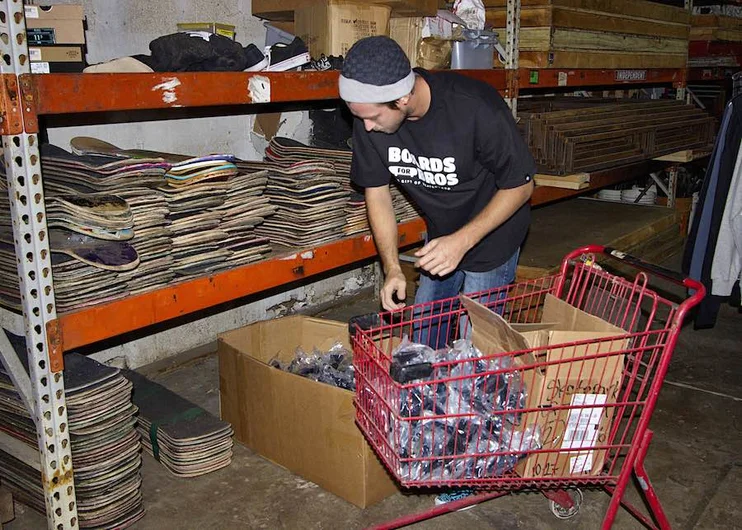 <!--b4bbbd-->

SPoT employee Josh Knight starts organizing all the decks so we can start building the boards for the 1st annual Boards For Bros Build Day in honor of Matt Woods.