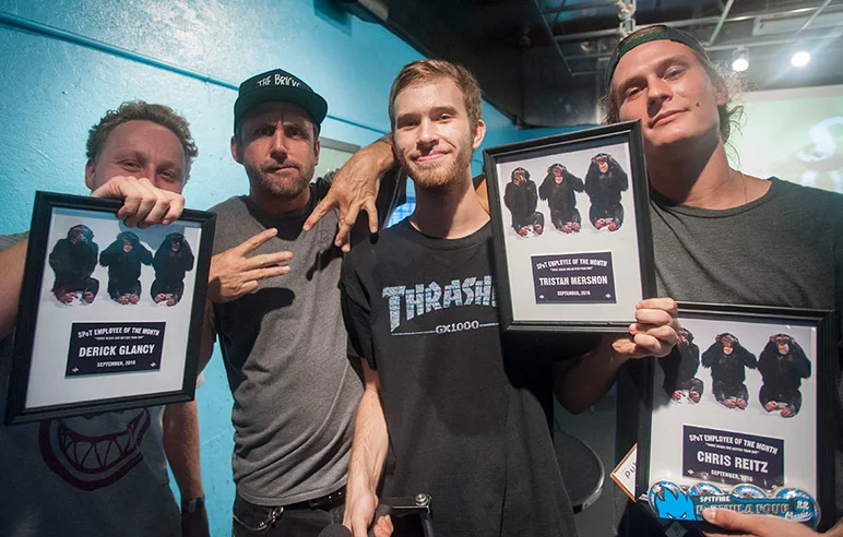 <!--spiritquestphotos-->
Before the premiere of “Spirit Quest,” we announced our employee of the month. We had a hard time choosing just one winner, so this month we chose Derick Glancy, Tristan Mershon and Chris Reitz all for the title of employee of the month. Chris was unable to make it to accept his award, so Eric gladly stepped in for the photo.